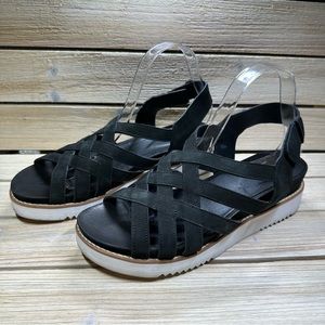 Eileen Fisher Leather Low Platform Sandals - Size: 10
